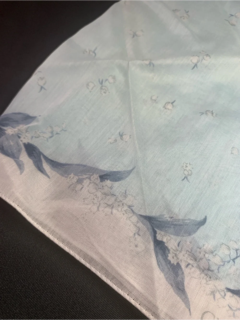 Dior Light Blue and Navy Floral Cotton Mini Scarf